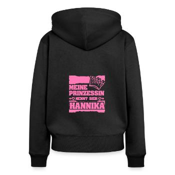 Prinzessin für Hannika Mädchenname Spruch - Frauen Premium Bio Zip Hoodie - Schwarz - Hinten - Julia (174cm)