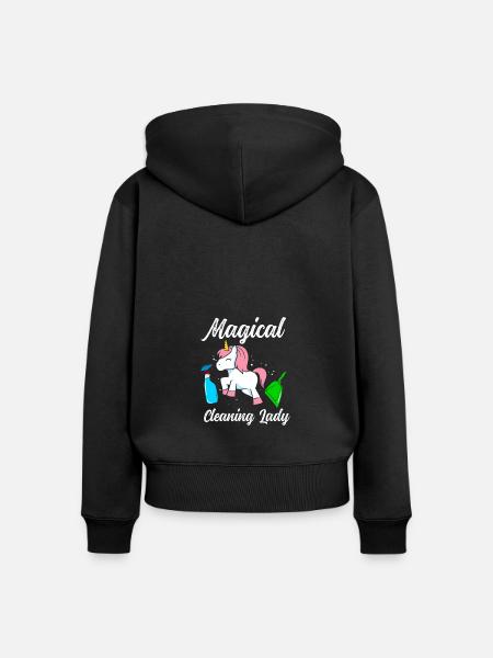 Einhorn-Putzfrau - Frauen Premium Bio Zip Hoodie - Schwarz