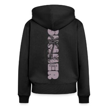 Summer vibe only - Frauen Premium Bio Zip Hoodie - Schwarz - Hinten - Julia (174cm)