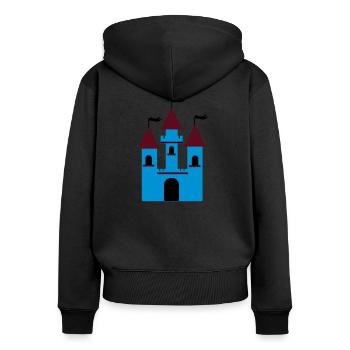 Schloss - Frauen Premium Bio Zip Hoodie - Schwarz - Hinten - Julia (174cm)
