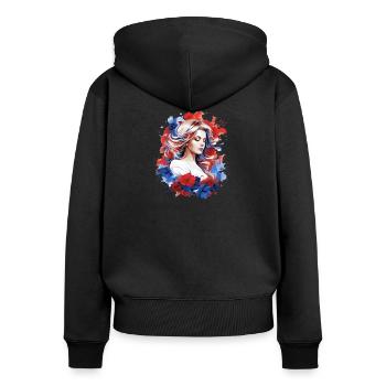 Tee shirt France - Sweat à capuche zippé Premium bio Femme - noir - Dos - Julia (174cm)