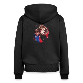 Tee shirt France - Sweat à capuche zippé Premium bio Femme - noir - Dos - Julia (174cm)