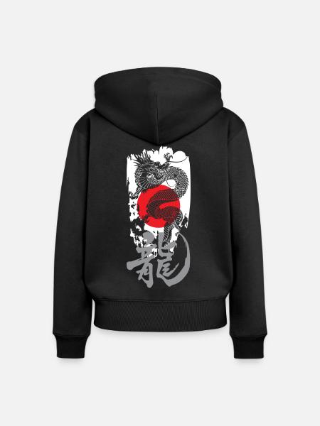 Japanese dragon - Women's Premium Organic Zip Hoodie - black