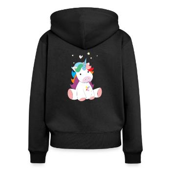 licorne - Sweat à capuche zippé Premium bio Femme - noir - Dos - Julia (174cm)