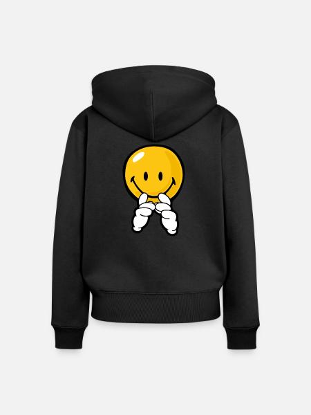 Smiley Confidence Expectation - Frauen Premium Bio Zip Hoodie - Schwarz
