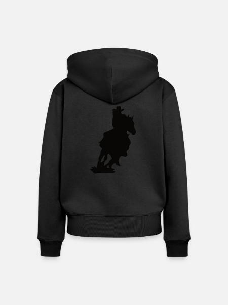 Western Pferd - Frauen Premium Bio Zip Hoodie - Schwarz
