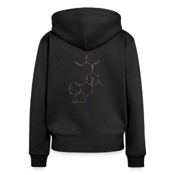LSD Molécule d’acide lysergique diéthylamide Formule structurelle - Sweat à capuche zippé Premium bio Femme - noir - Dos - Julia (174cm)