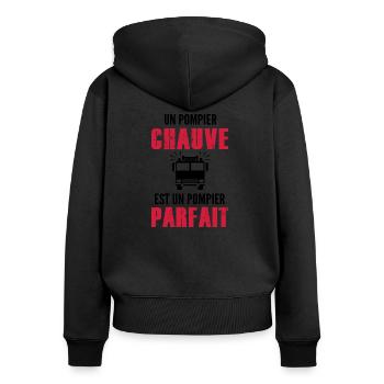 pompier chauve est pompier parfait - Sweat à capuche zippé Premium bio Femme - noir - Dos - Julia (174cm)