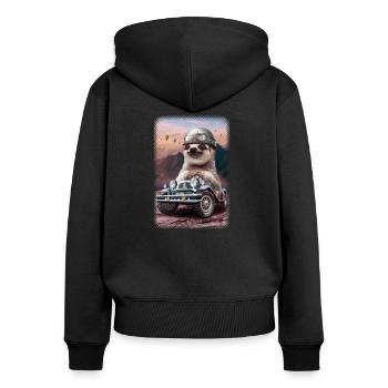 SLOTH IN RACING CAR - Women's Premium Organic Zip Hoodie - black - Back - Julia (174cm)