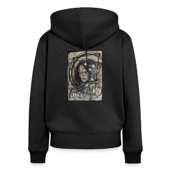 Graffiti Art - Frauen Premium Bio Zip Hoodie - Schwarz - Hinten - Julia (174cm)