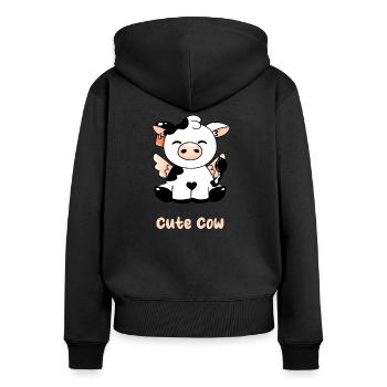 Sweet cow - Women's Premium Organic Zip Hoodie - black - Back - Julia (174cm)