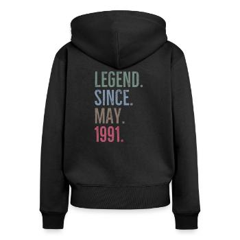 Legende seit Mai 1991 - Frauen Premium Bio Zip Hoodie - Schwarz - Hinten - Julia (174cm)