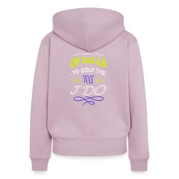 cadeau d’anniversaire génial christiangolf anniversaire - Sweat à capuche zippé Premium bio Femme - rose poudré - Dos - Julia (174cm)