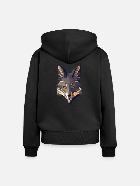 Minimalistischer Fuchskopf - Frauen Premium Bio Zip Hoodie - Schwarz