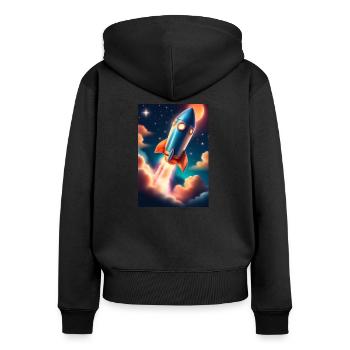 Rocket - Women's Premium Organic Zip Hoodie - black - Back - Julia (174cm)