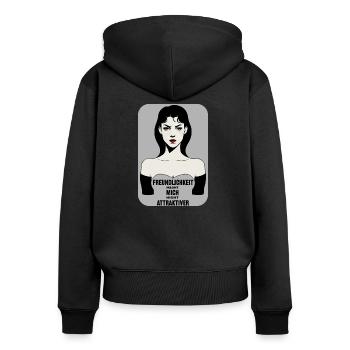 Schönheit mit Biss: Freundlichkeit macht attraktiv - Frauen Premium Bio Zip Hoodie - Schwarz - Hinten - Julia (174cm)