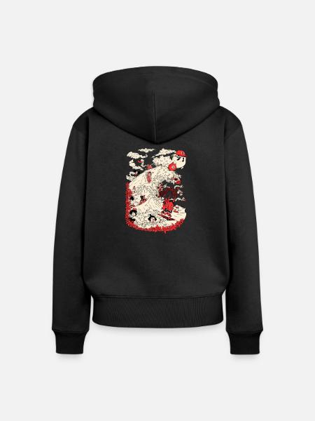 Kanagawa Surfen - Frauen Premium Bio Zip Hoodie - Schwarz