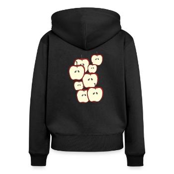 Äpfel Zeit - Frauen Premium Bio Zip Hoodie - Schwarz - Hinten - Julia (174cm)