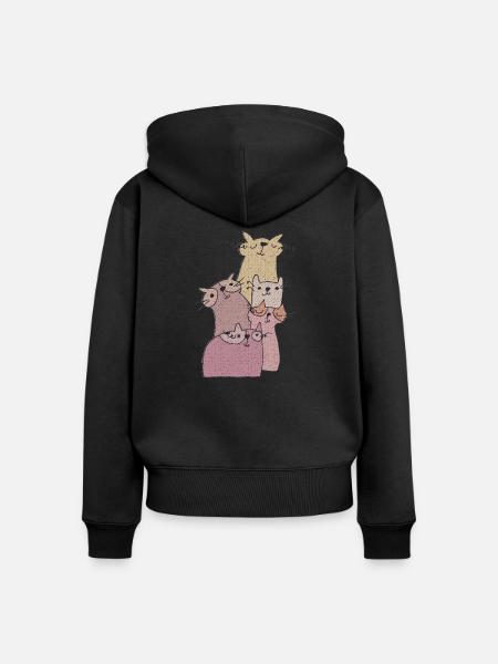 katzen treffen 2 - Frauen Premium Bio Zip Hoodie - Schwarz