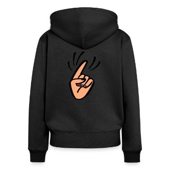 Finger Waggle - Frauen Premium Bio Zip Hoodie - Schwarz - Hinten - Julia (174cm)