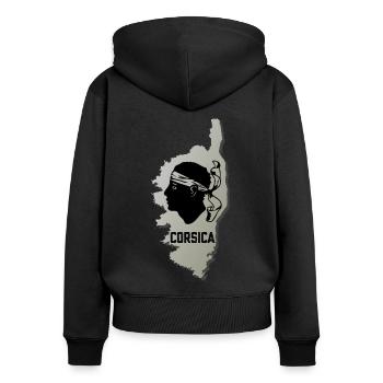 Korsika Landkarte die Insel Corsica Frankreich - Frauen Premium Bio Zip Hoodie - Schwarz - Hinten - Julia (174cm)