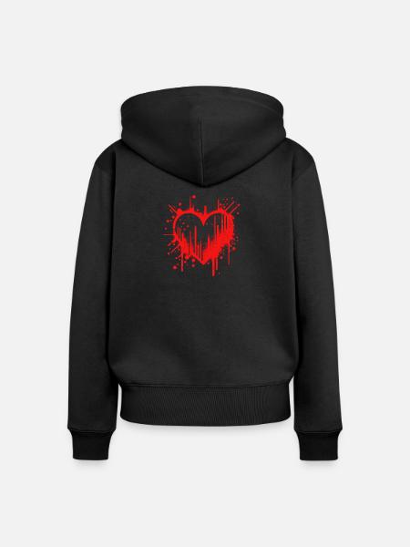 heart - Frauen Premium Bio Zip Hoodie - Schwarz