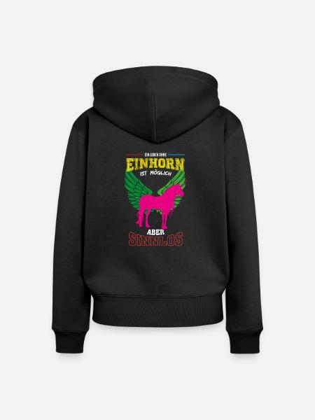 Einhorn Leben sinnlos - Geschenk - Frauen Premium Bio Zip Hoodie - Schwarz