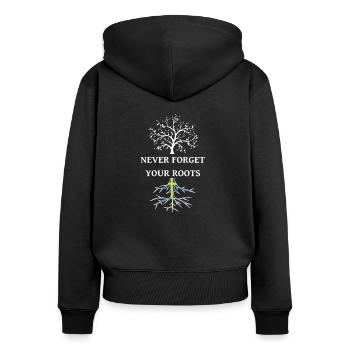 Swedish Roots racines suédoises - Sweat à capuche zippé Premium bio Femme - noir - Dos - Julia (174cm)