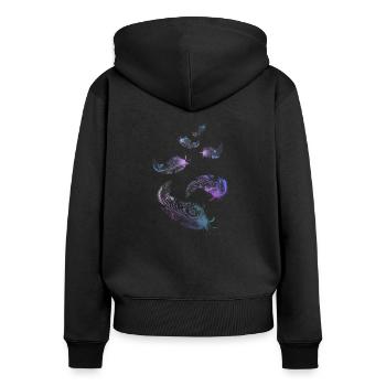 rainbow feathers lilac blue mint green - Women's Premium Organic Zip Hoodie - black - Back - Julia (174cm)