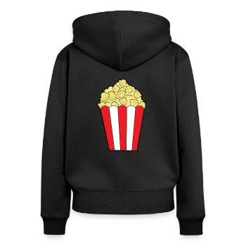Popcorn - Sweat à capuche zippé Premium bio Femme - noir - Dos - Julia (174cm)