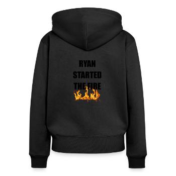 ryan das Feuer - Frauen Premium Bio Zip Hoodie - Schwarz - Hinten - Julia (174cm)