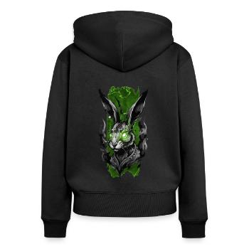 Strahlender Hase: Leuchtende Hasen-Eleganz - Frauen Premium Bio Zip Hoodie - Schwarz - Hinten - Julia (174cm)