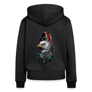 Patriotischer Stolz: Weißkopfseeadler gegen Amerikaner - Frauen Premium Bio Zip Hoodie - Schwarz - Hinten - Julia (174cm)