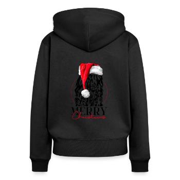 Père Noël Afghan Hound Joyeux Noël Chiens - Sweat à capuche zippé Premium bio Femme - noir - Dos - Julia (174cm)