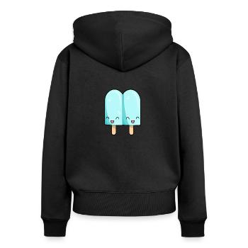 Kawaii light blue popsicle - Women's Premium Organic Zip Hoodie - black - Back - Julia (174cm)