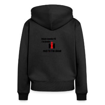 internationale Erntemaschine - Frauen Premium Bio Zip Hoodie - Schwarz - Hinten - Julia (174cm)
