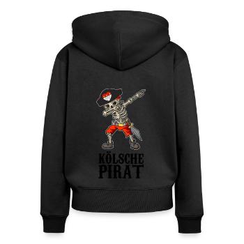 Karneval Kölle Alaaf Dabbing Skelett Fun mit Pirat - Frauen Premium Bio Zip Hoodie - Schwarz - Hinten - Julia (174cm)