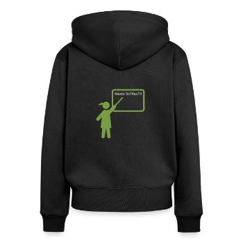 Nazis Schlecht - Frauen Premium Bio Zip Hoodie - Schwarz - Hinten - Julia (174cm)
