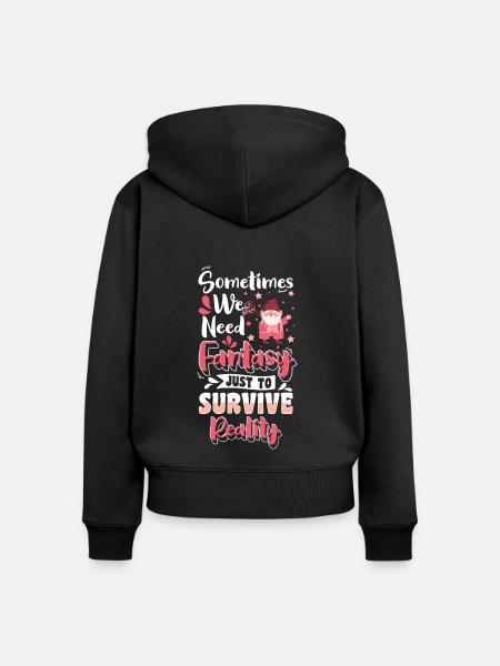 Zipfelmütze Garten Niedlich - Frauen Premium Bio Zip Hoodie - Schwarz