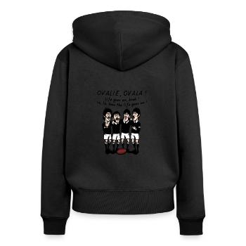 OVALIE, OVALA ! (Rugby) - Sweat à capuche zippé Premium bio Femme - noir - Dos - Julia (174cm)