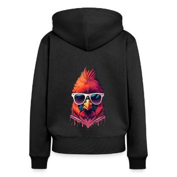 Cardinal Vogel rouge - Sweat à capuche zippé Premium bio Femme - noir - Dos - Julia (174cm)