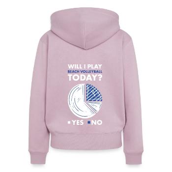 Sport vais-je jouer au volleyball de plage - Sweat à capuche zippé Premium bio Femme - rose poudré - Dos - Julia (174cm)