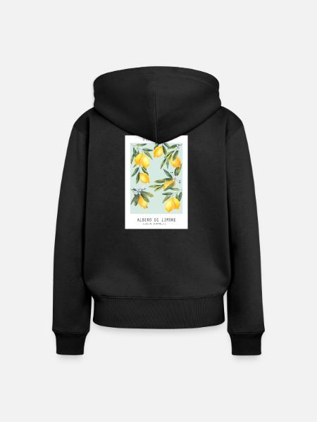 Zitronen - Frauen Premium Bio Zip Hoodie - Schwarz