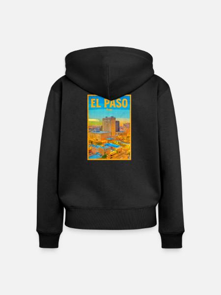 El Paso Skyline Retro - Frauen Premium Bio Zip Hoodie - Schwarz