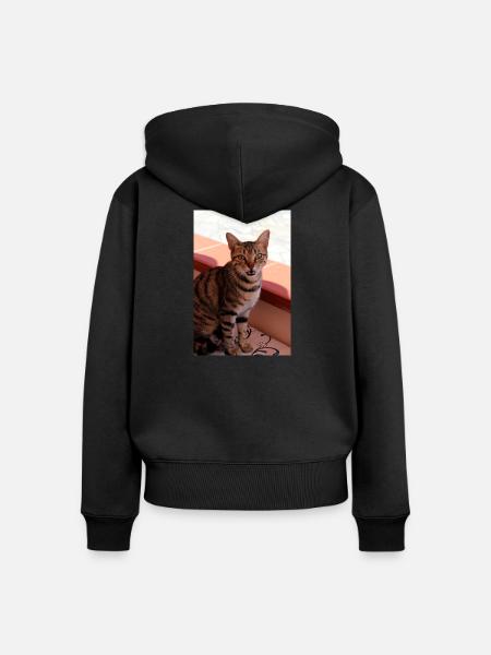 Katze  - Frauen Premium Bio Zip Hoodie - Schwarz