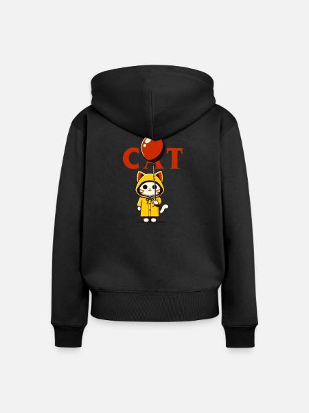 Rotes Ballon-Kätzchen - Frauen Premium Bio Zip Hoodie - Schwarz