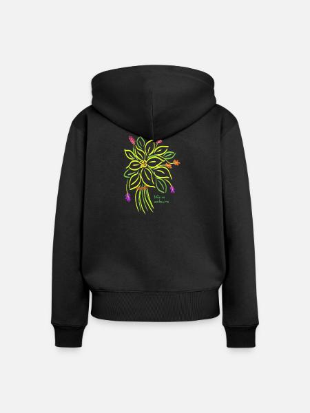Lebendige florale Illustration - Frauen Premium Bio Zip Hoodie - Schwarz