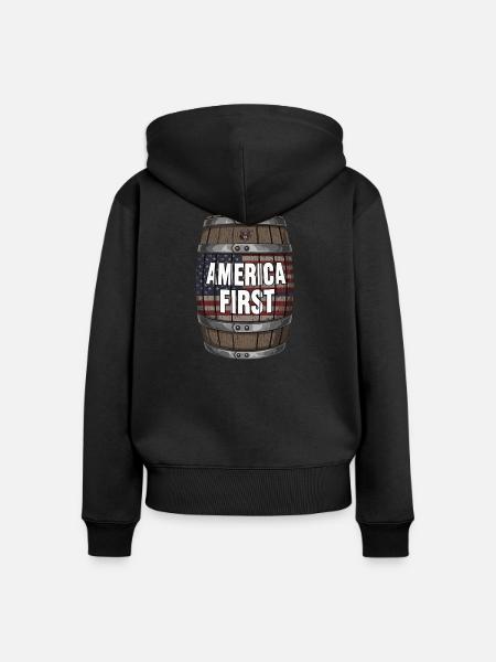 Amerikas erstes Patriot Laufdesign - Frauen Premium Bio Zip Hoodie - Schwarz
