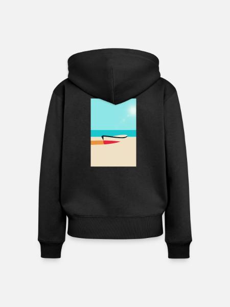 Boot am Strand – Sommer Sonne Meer - Frauen Premium Bio Zip Hoodie - Schwarz