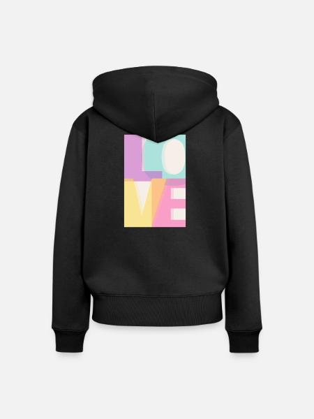 LOVE Pastell - Frauen Premium Bio Zip Hoodie - Schwarz